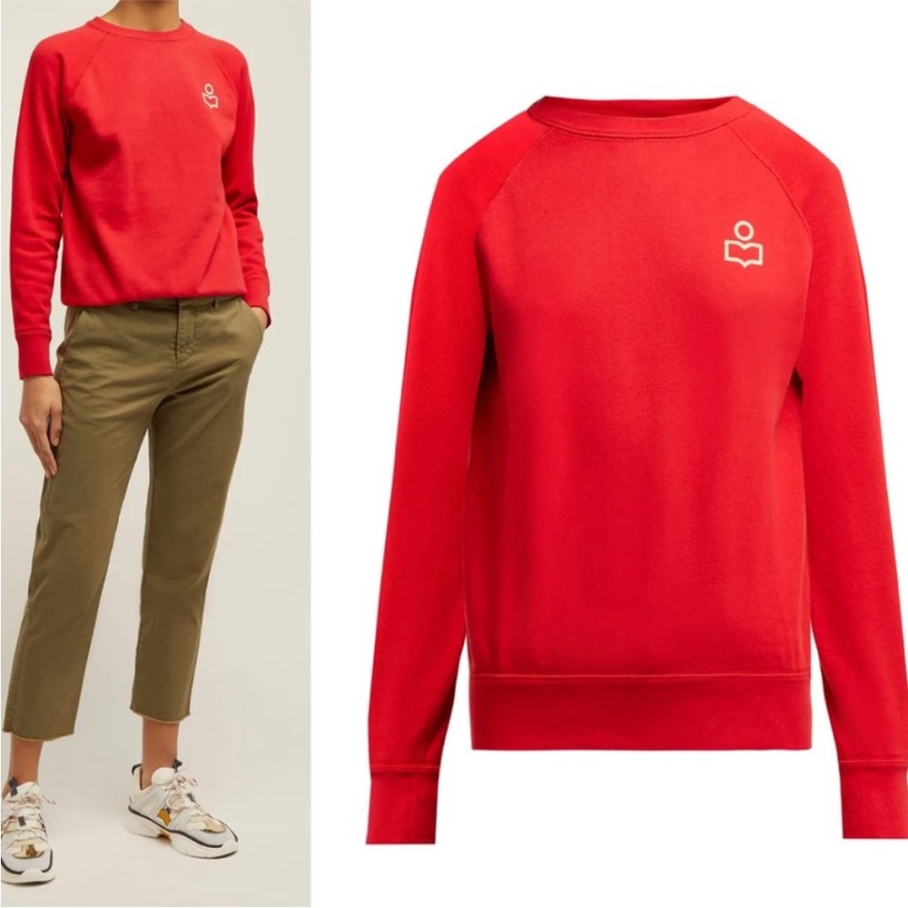 Isabel Marant Etoile Milly Red Crewneck Sweatshirt sz 40 fits like a S